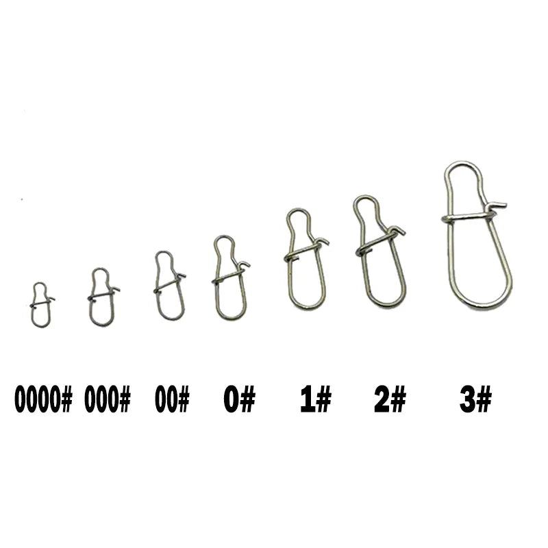 30-Pack Stainless Steel Fishing Snap Swivels — Lock Clips