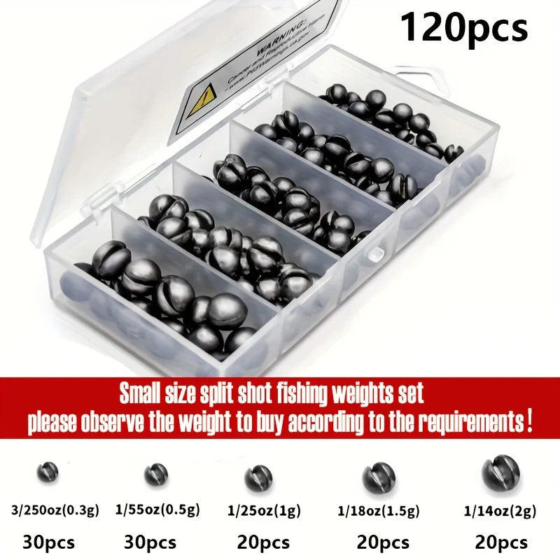 60-Piece Fishing Split Shot Sinker Weight Kit