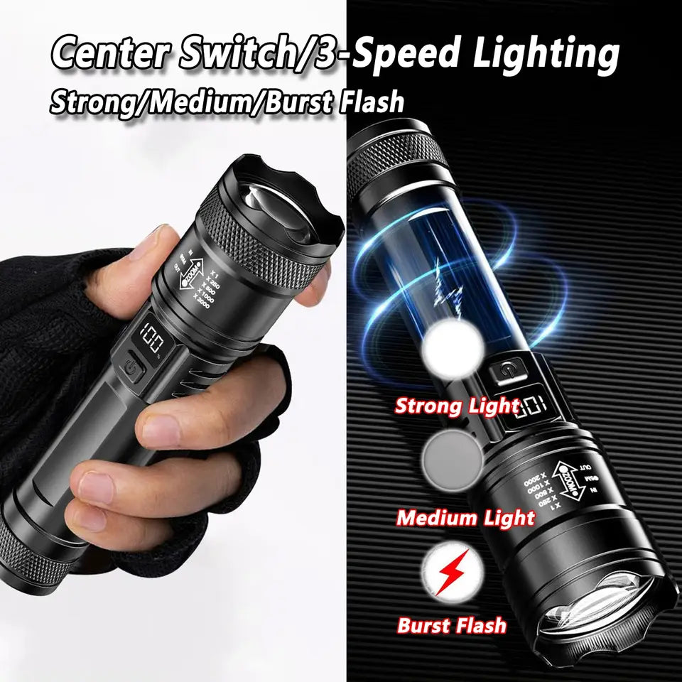 StormBeam 2000 Lumen Tactical Flashlight | USB-C Rechargeable