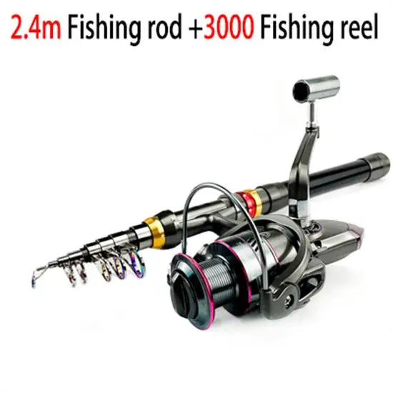 CastPro Telescopic Carbon Fiber Fishing Rod & Reel Combo