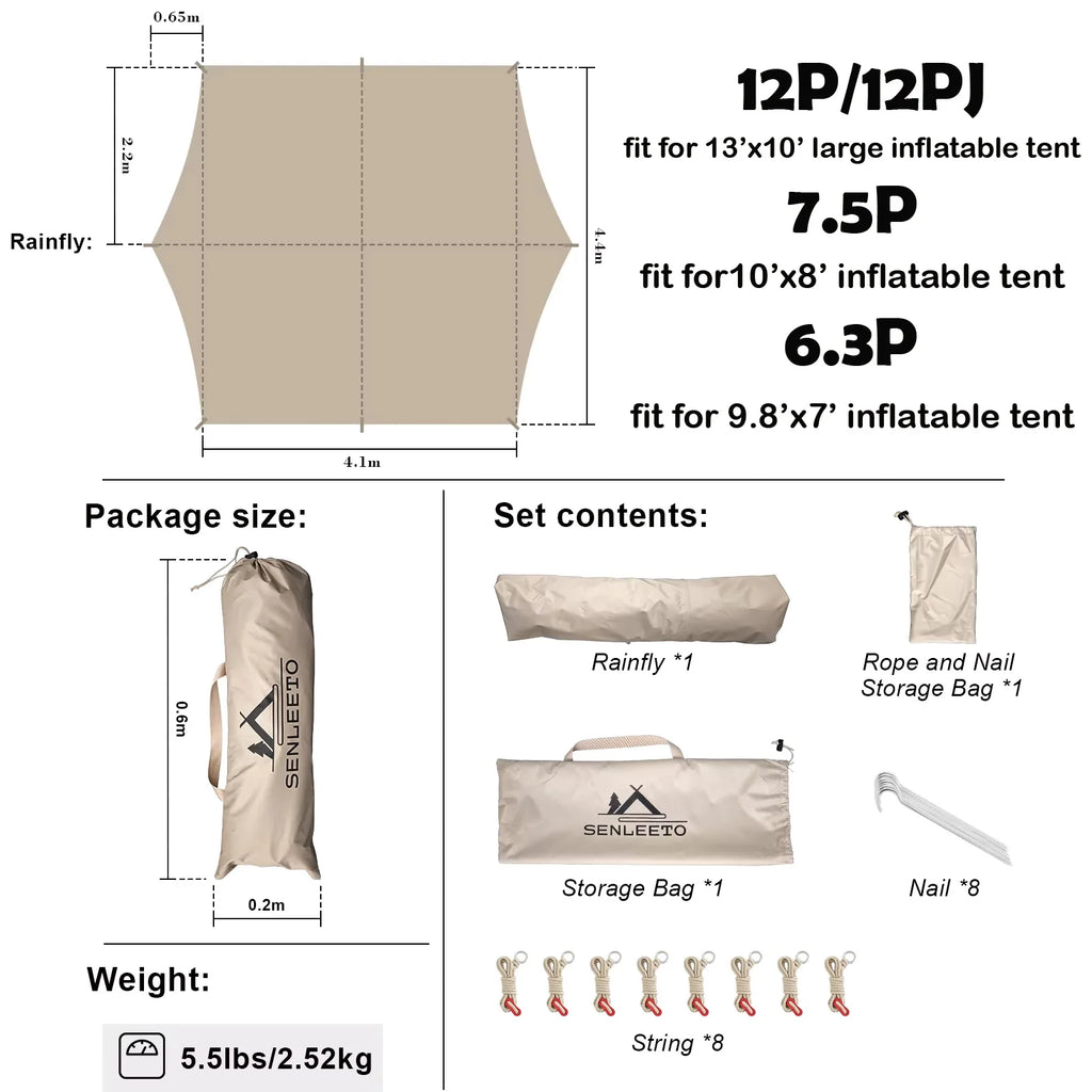 SkyShield 10x13 Waterproof Survival Rain Fly Tarp