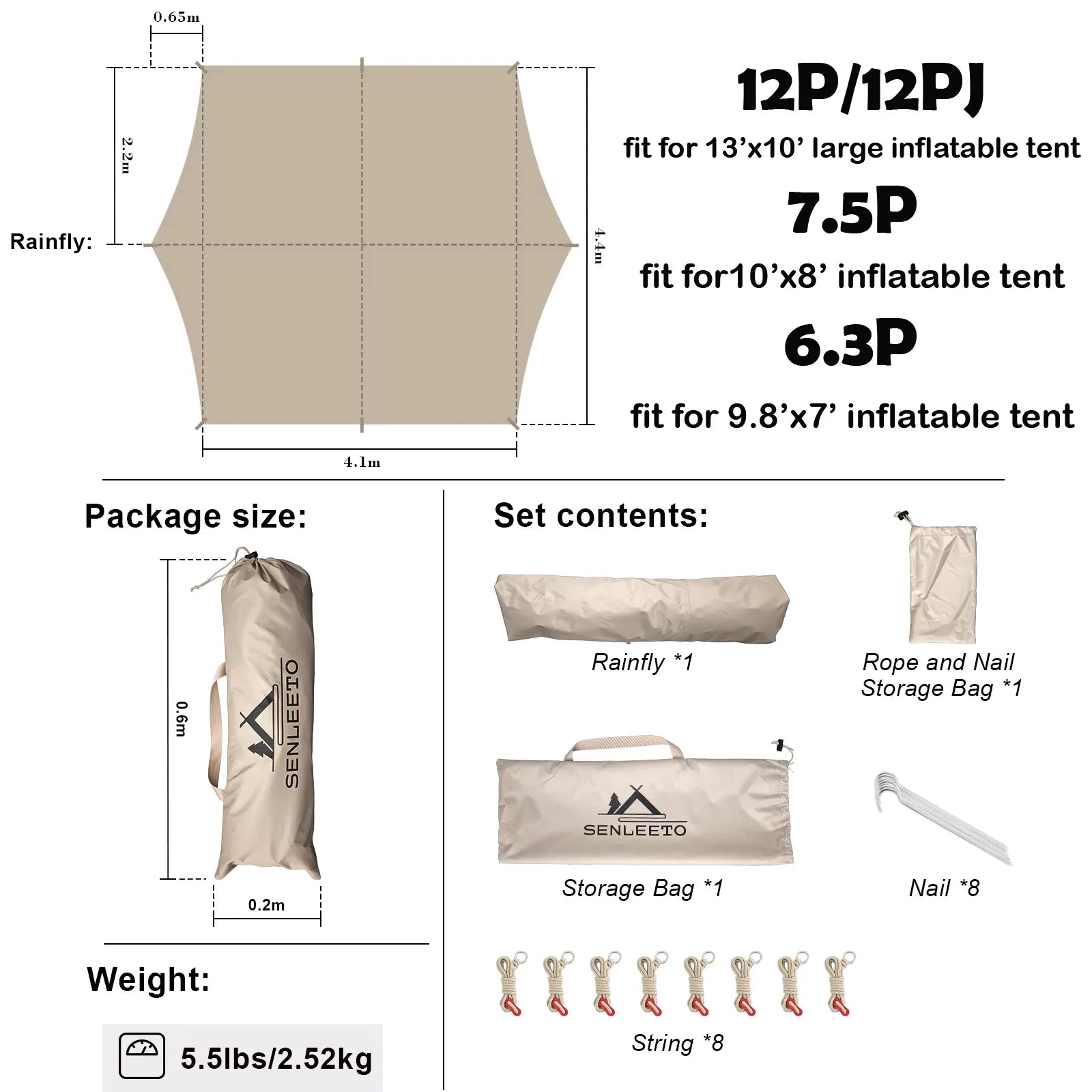 SkyShield 10x13 Waterproof Survival Rain Fly Tarp
