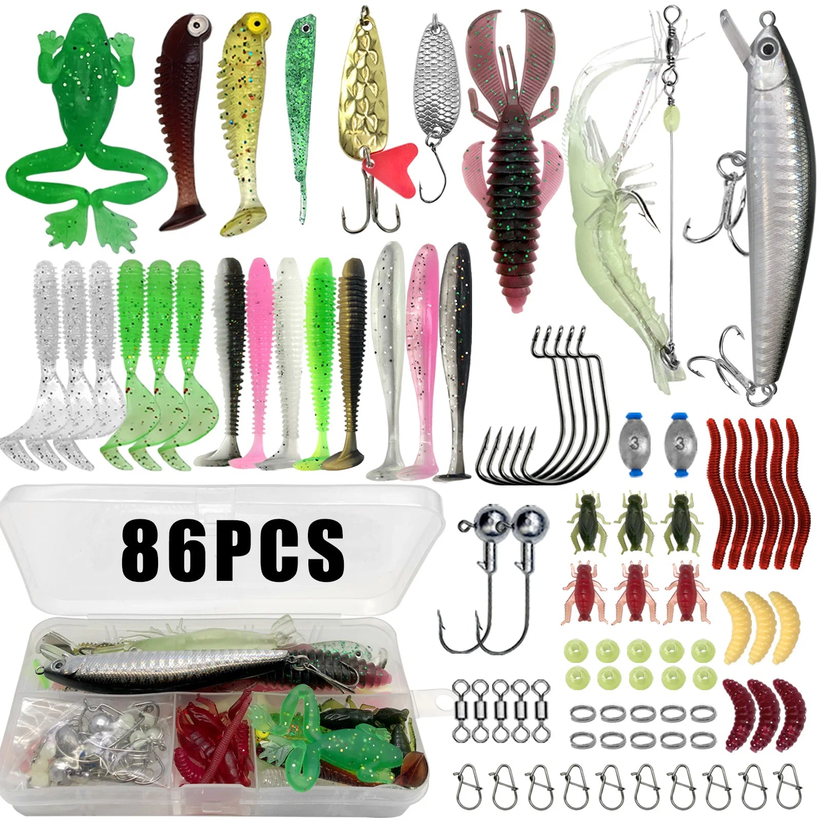 LureVault 86-Piece Multi-Species Fishing Lure Kit