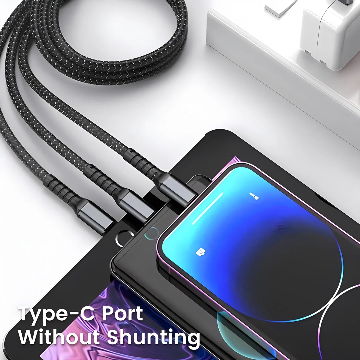 PowerLink 100W Multi-Tip Fast Charging Cable — 3-in-1