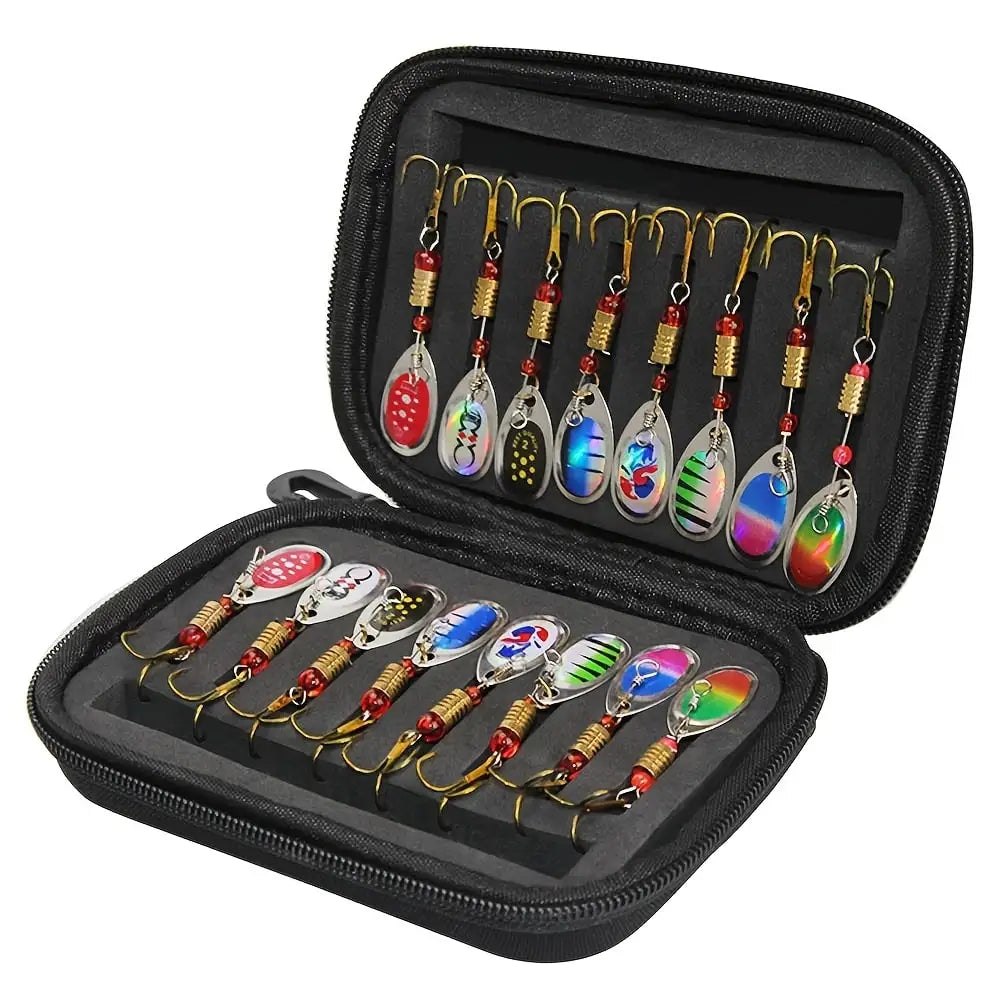 SpinFlash 16-Pack Metal Spinner Bait Lure Set — Pike/Bass