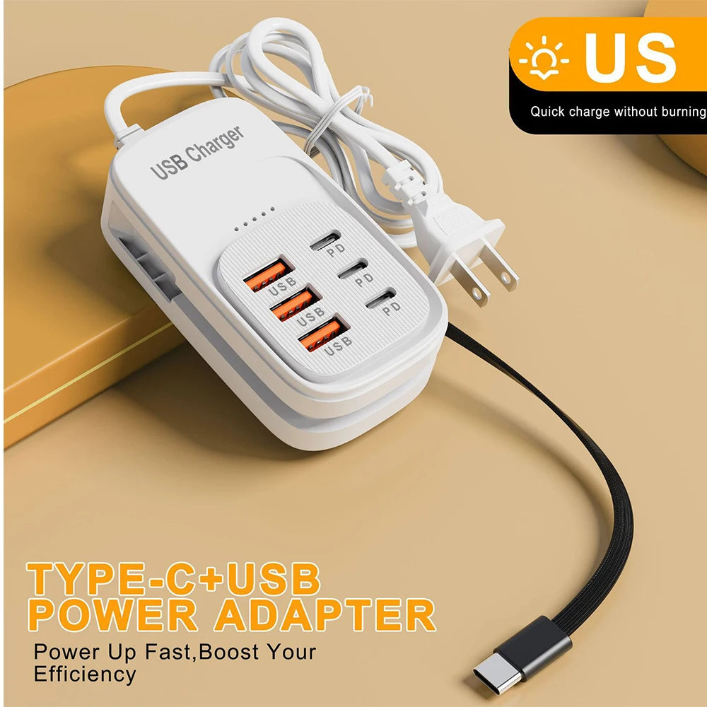 ChargeHub 6-in-1 USB Power Strip — 3PD Fast Charge