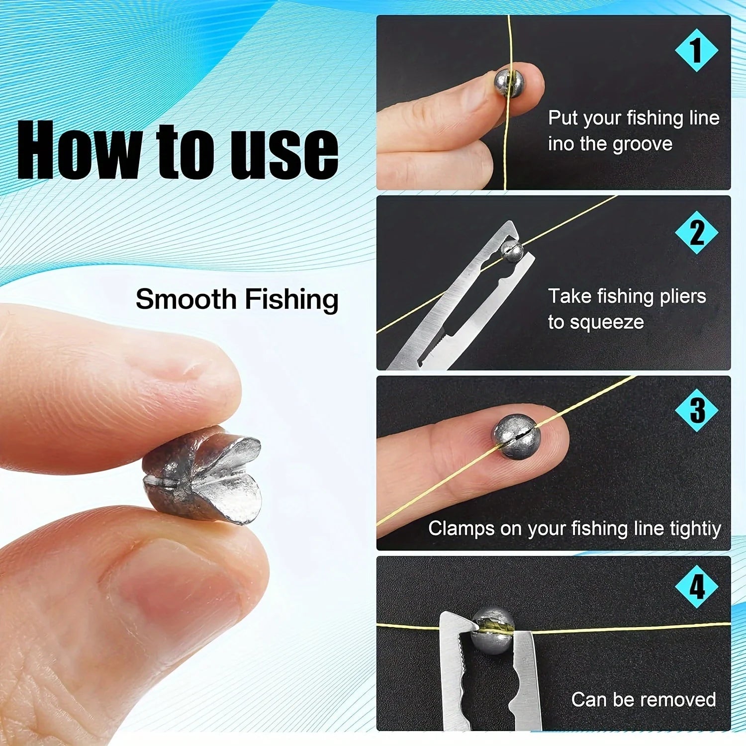 60-Piece Fishing Split Shot Sinker Weight Kit