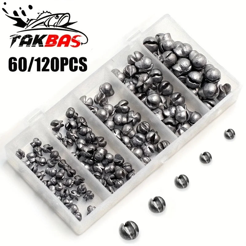 60-Piece Fishing Split Shot Sinker Weight Kit