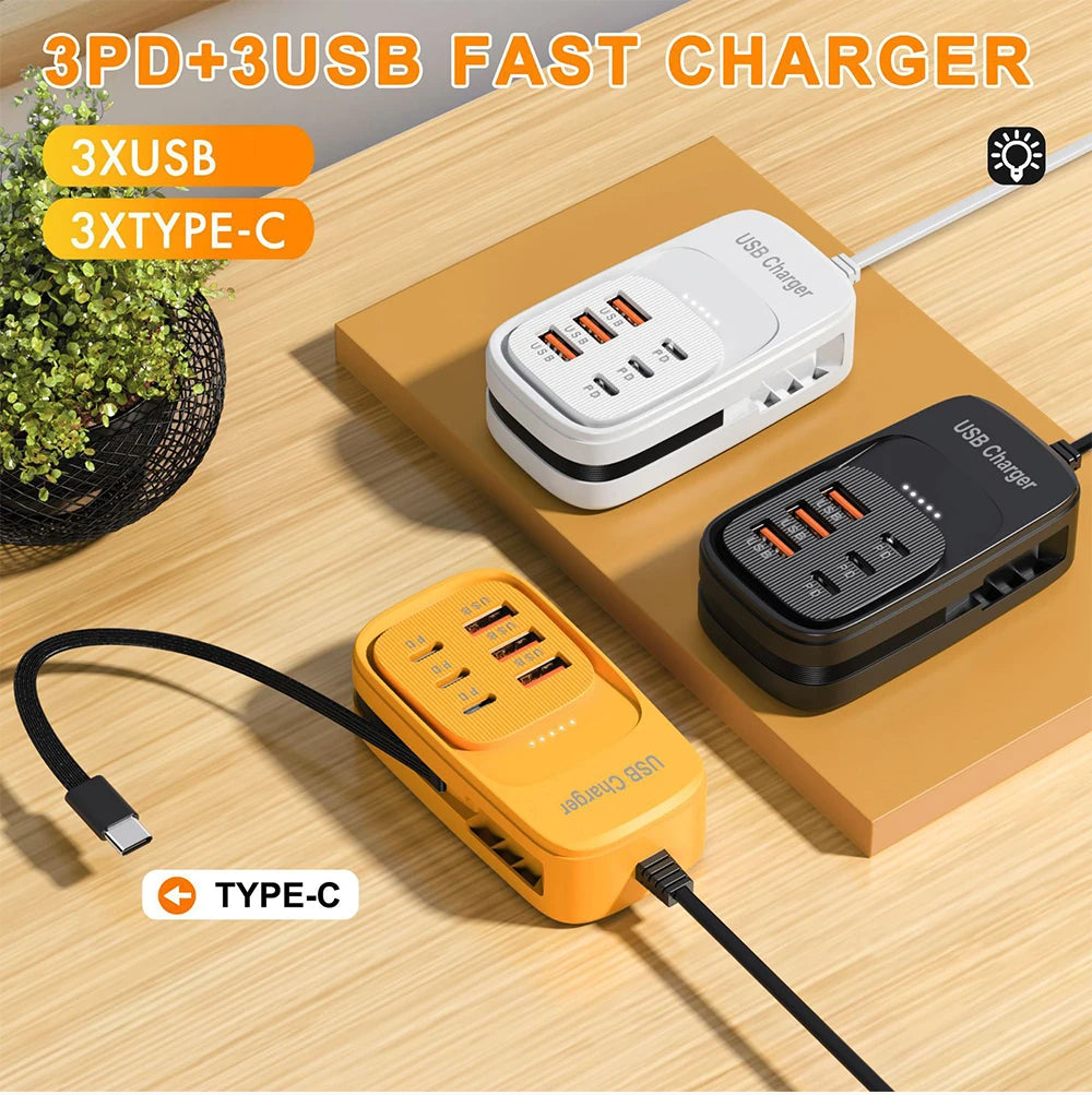 ChargeHub 6-in-1 USB Power Strip — 3PD Fast Charge