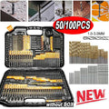 100-Piece Titanium Coated HSS Drill Bit Set