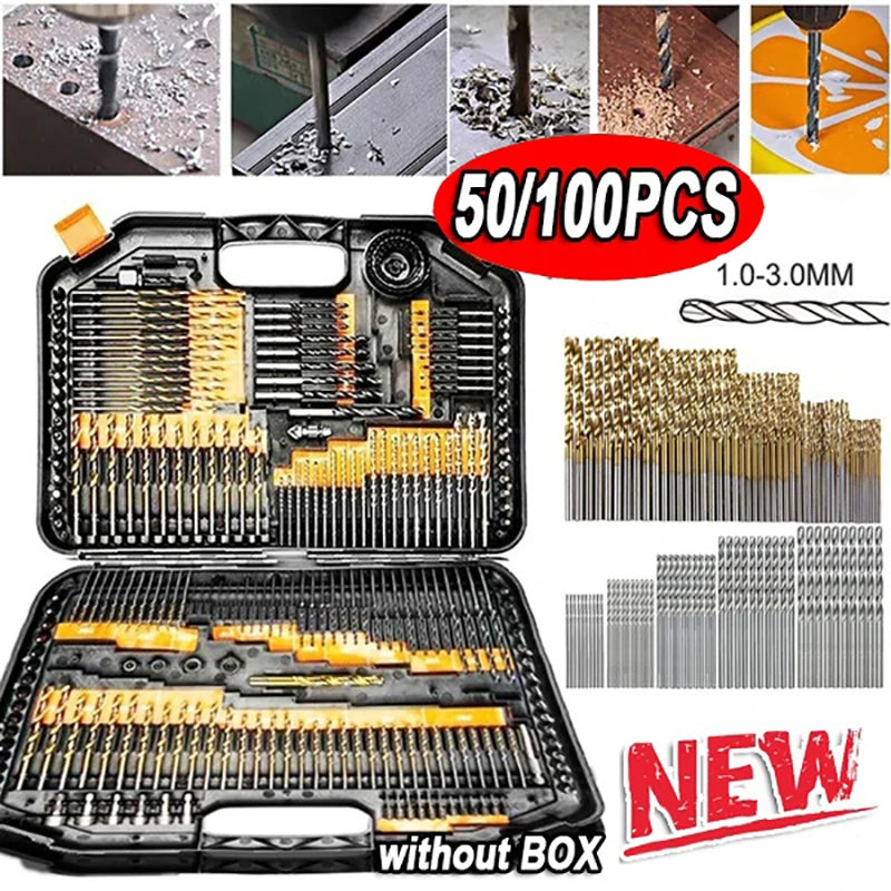 100-Piece Titanium Coated HSS Drill Bit Set