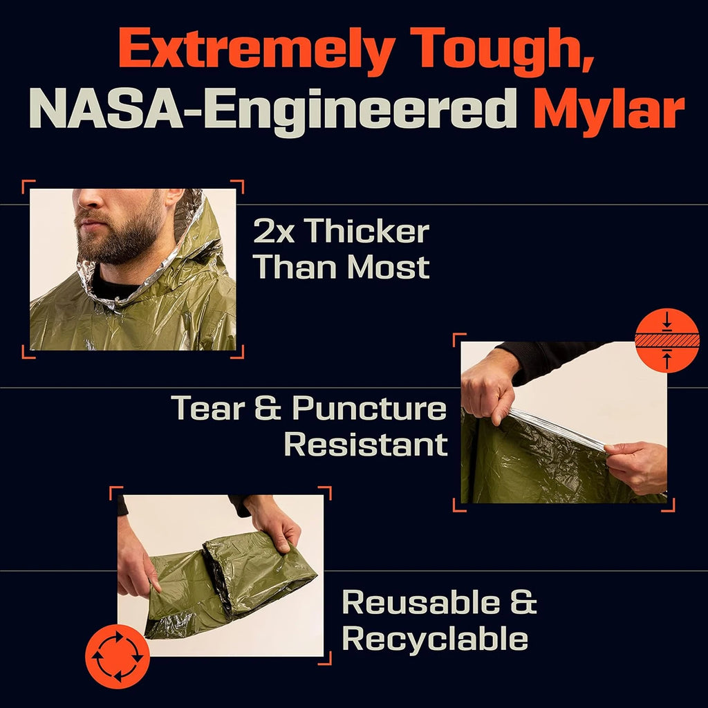 SurvivalPoncho Disposable Emergency Waterproof Rain Poncho
