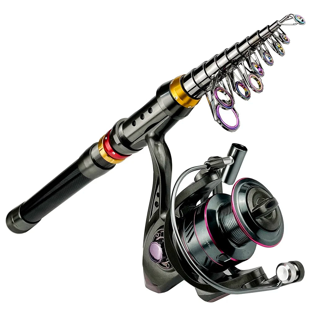 CastPro Telescopic Carbon Fiber Fishing Rod & Reel Combo