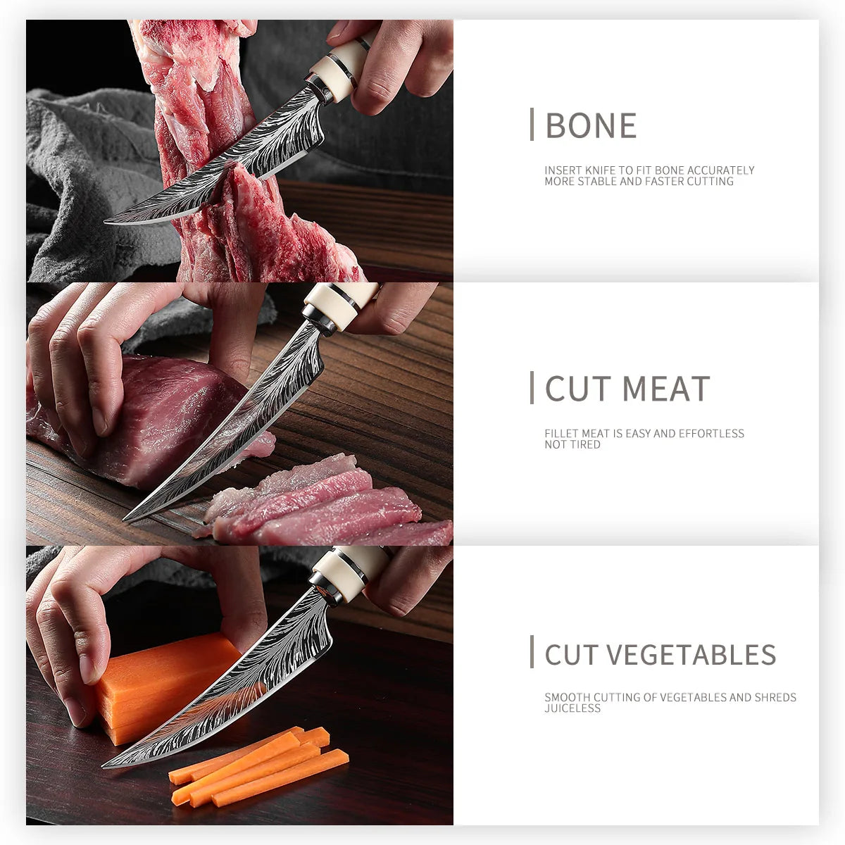 CurveVault High Carbon Boning Knife — Curved Blade