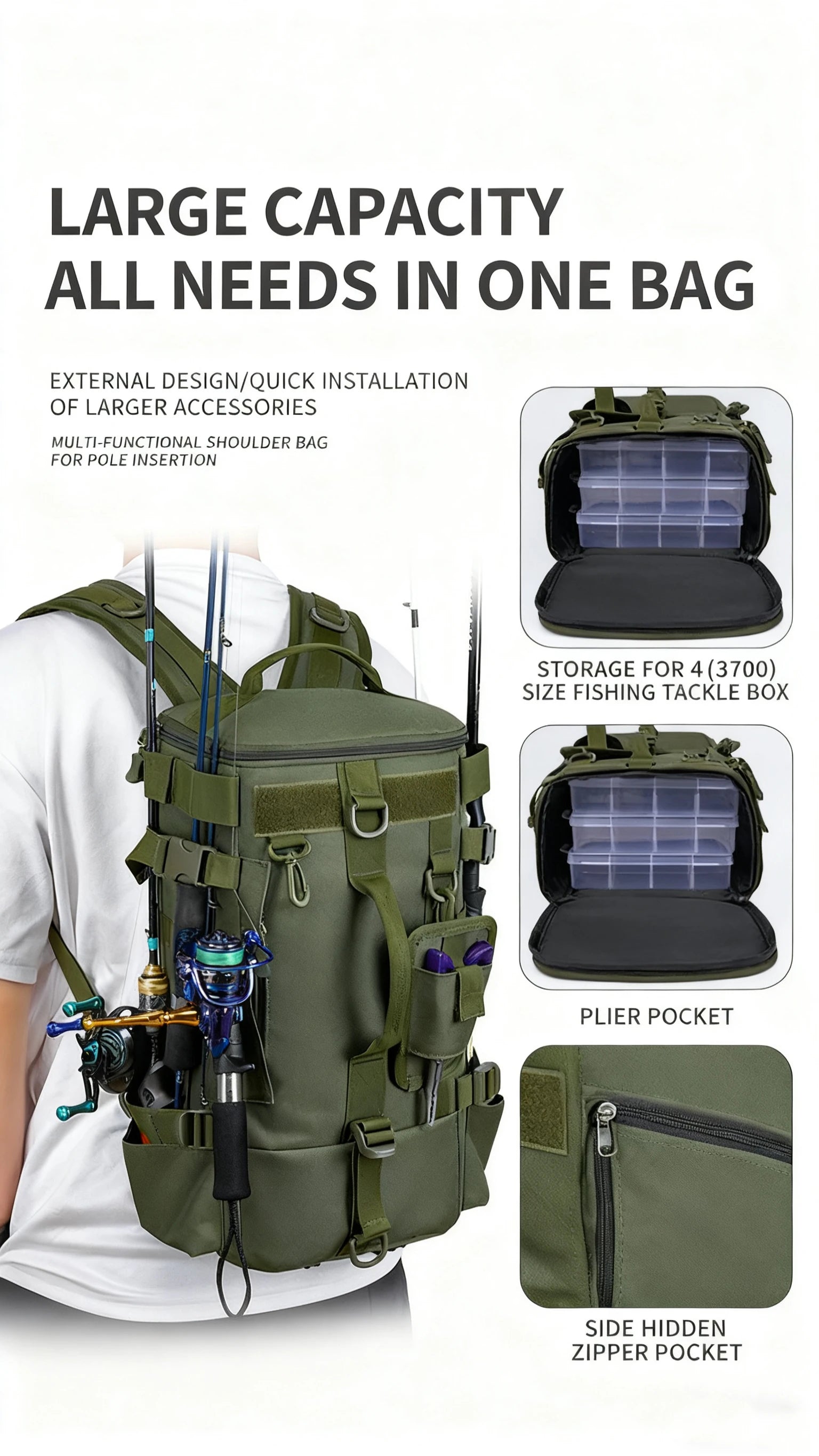 CastPack Tactical Fishing Backpack with Rod Holders