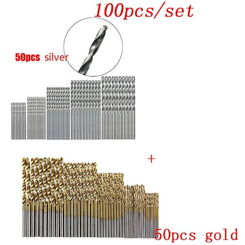100-Piece Titanium Coated HSS Drill Bit Set