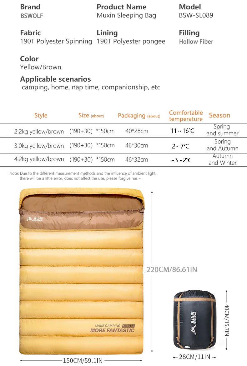 DualBase 2-Person 4-Season Camping Sleeping Bag