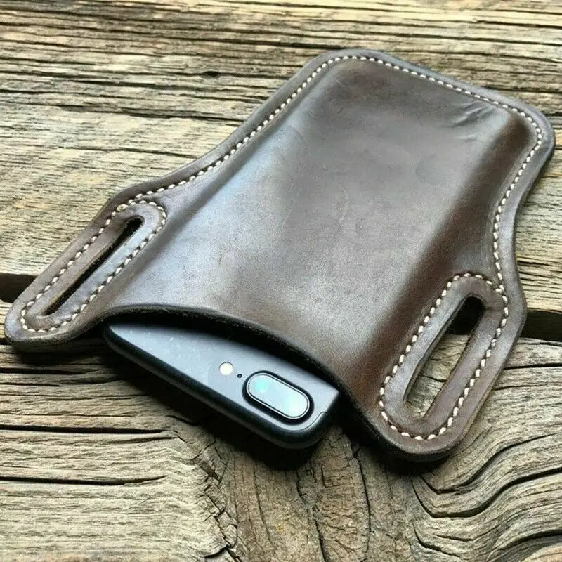 HipVault Leather Cell Phone Belt Holster & Waist Pouch