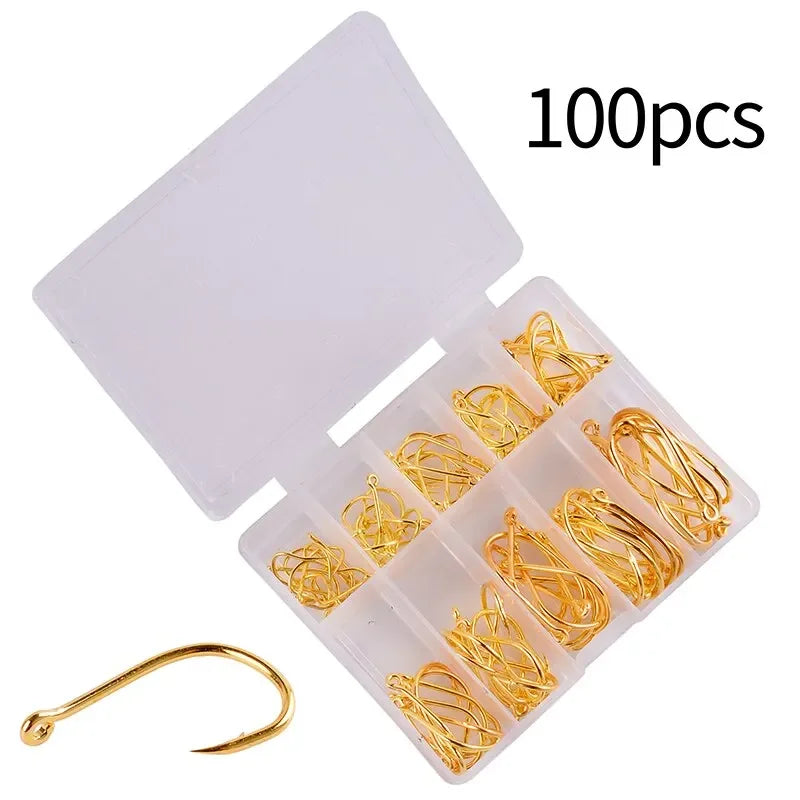 PrecisionHook 100-Pack Carbon Steel Fishing Hook Set
