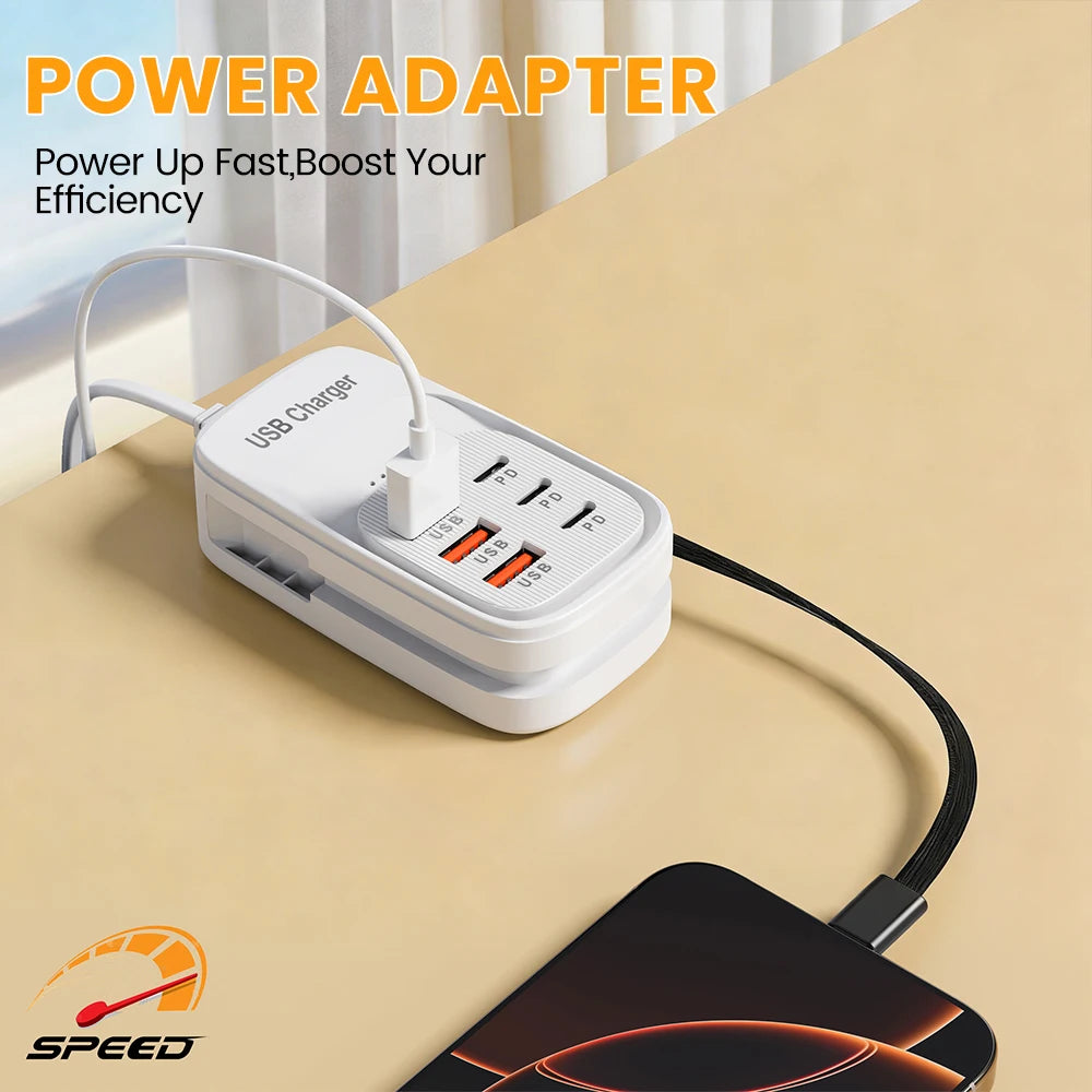 ChargeHub 6-in-1 USB Power Strip — 3PD Fast Charge