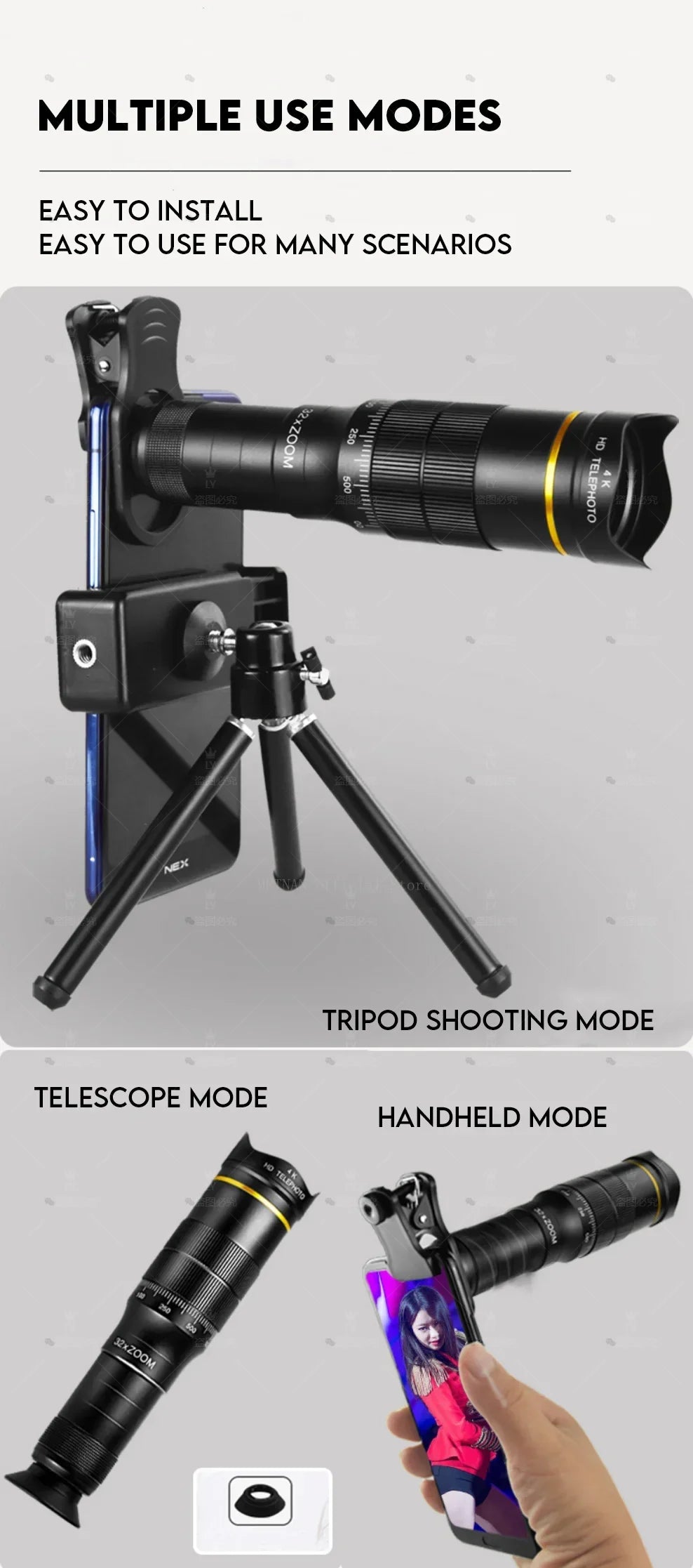 OpticVault 32x HD Monocular - Smartphone Camera Adapter