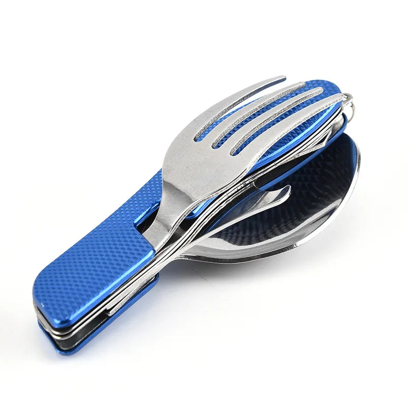 CampSet 4-in-1 Foldable Utensil Kit - Knife Fork Spoon Opener