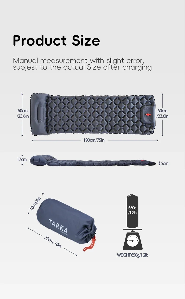 TrailRest Inflatable Camping Pad with Pillow