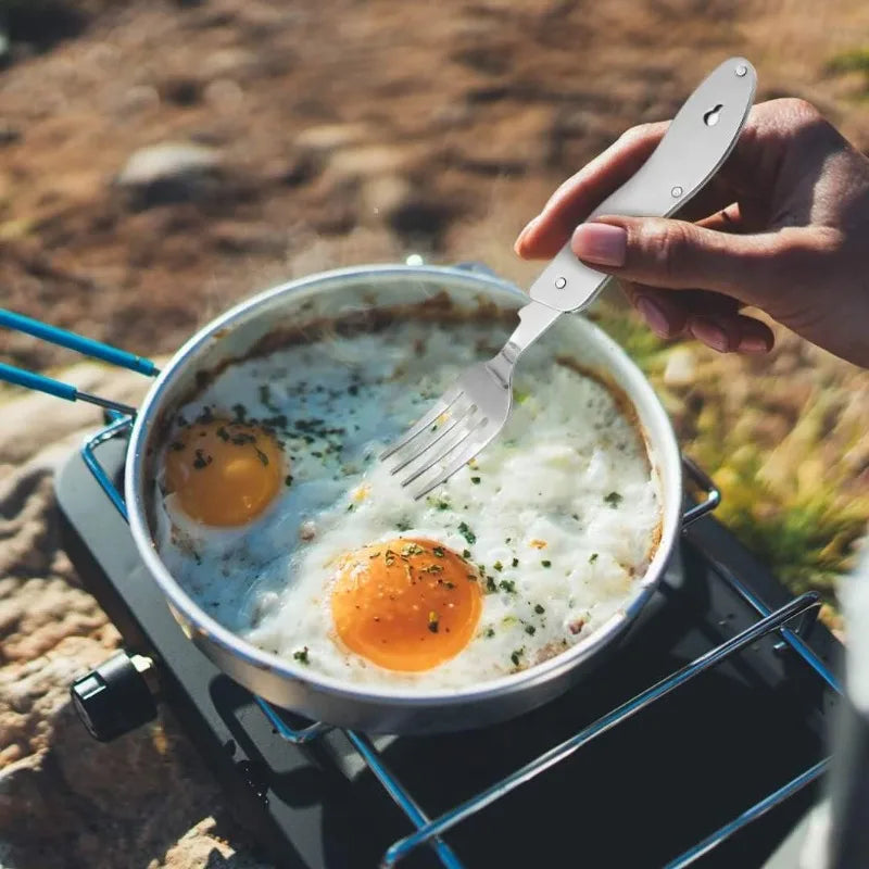 CampSet 4-in-1 Foldable Utensil Kit - Knife Fork Spoon Opener