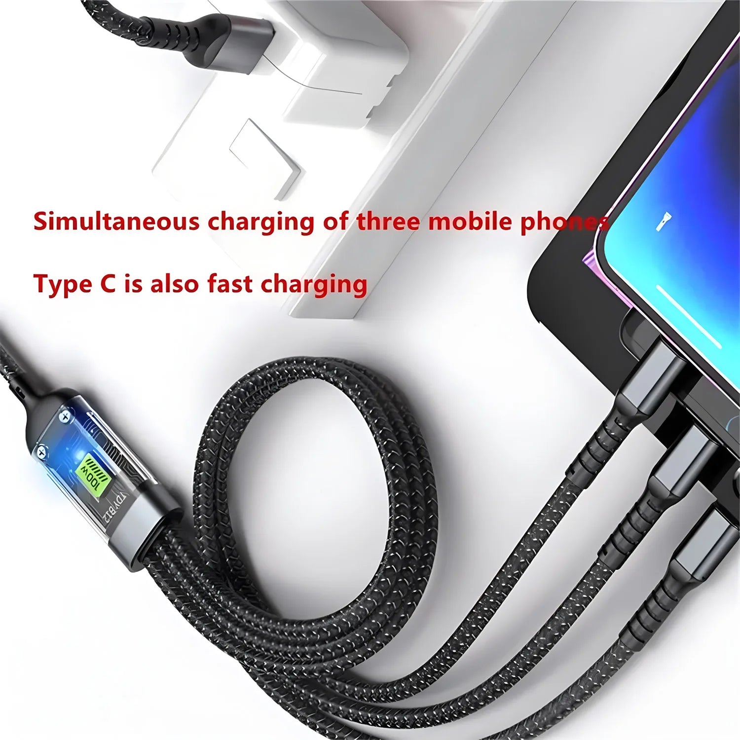 PowerLink 100W Multi-Tip Fast Charging Cable — 3-in-1
