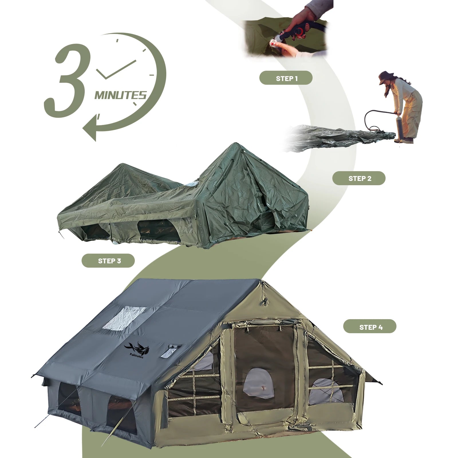 QuickDome Pakicetus Inflatable Family Camping Tent