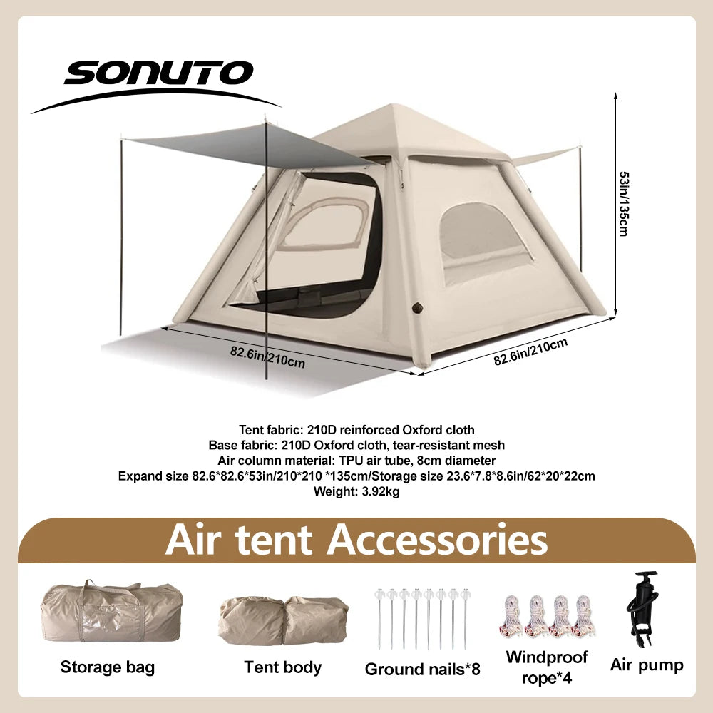 SkyBase Inflatable Camping Tent — 5-8 Person Quick Setup