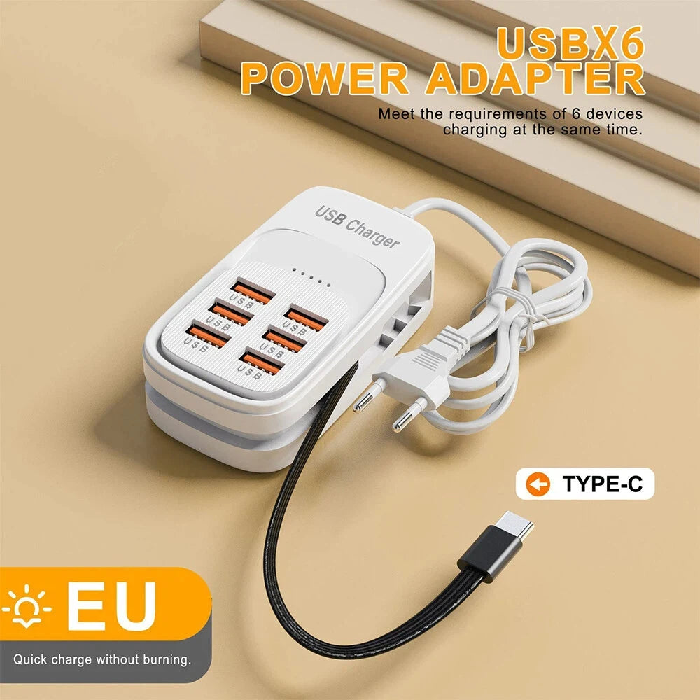 ChargeHub 6-in-1 USB Power Strip — 3PD Fast Charge