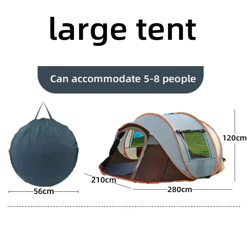 PopBase Instant Throw Camp Tent — 5-8 Person Waterproof