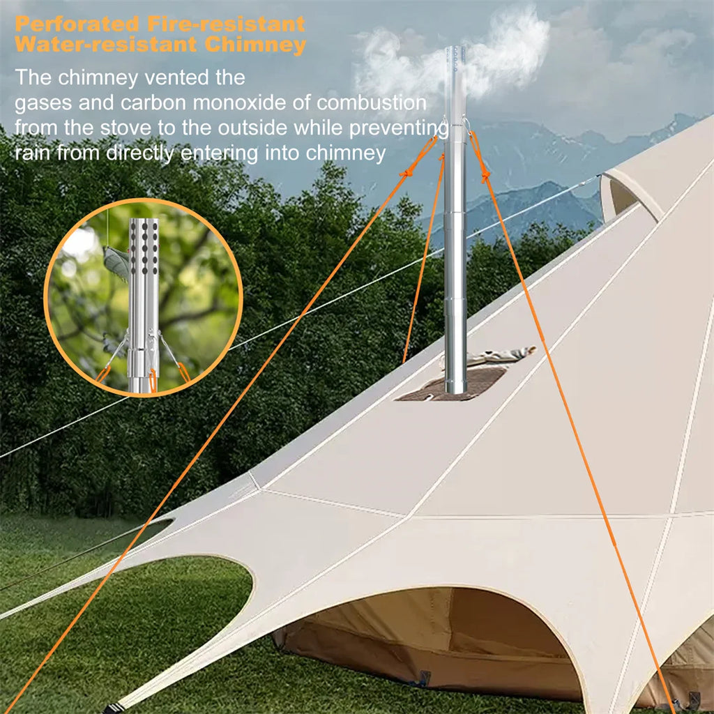 CampForge Portable Wood Burning Hot Tent Stove with Chimney