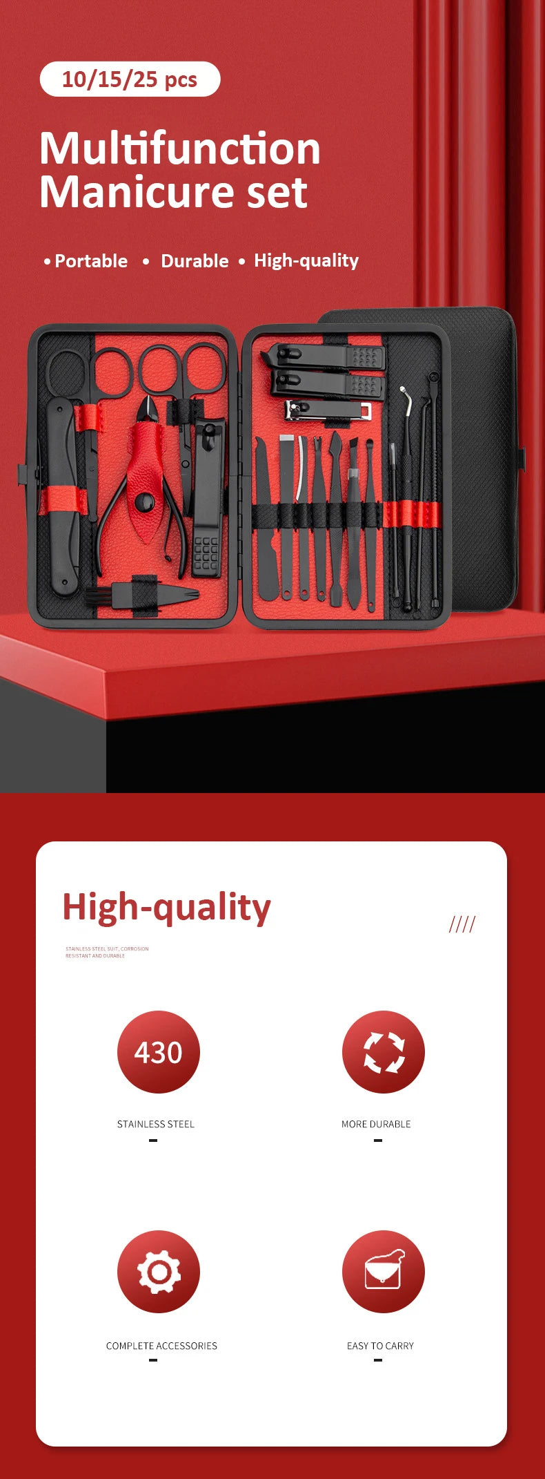PrecisionKit Pro Manicure & Pedicure Set — Stainless Steel