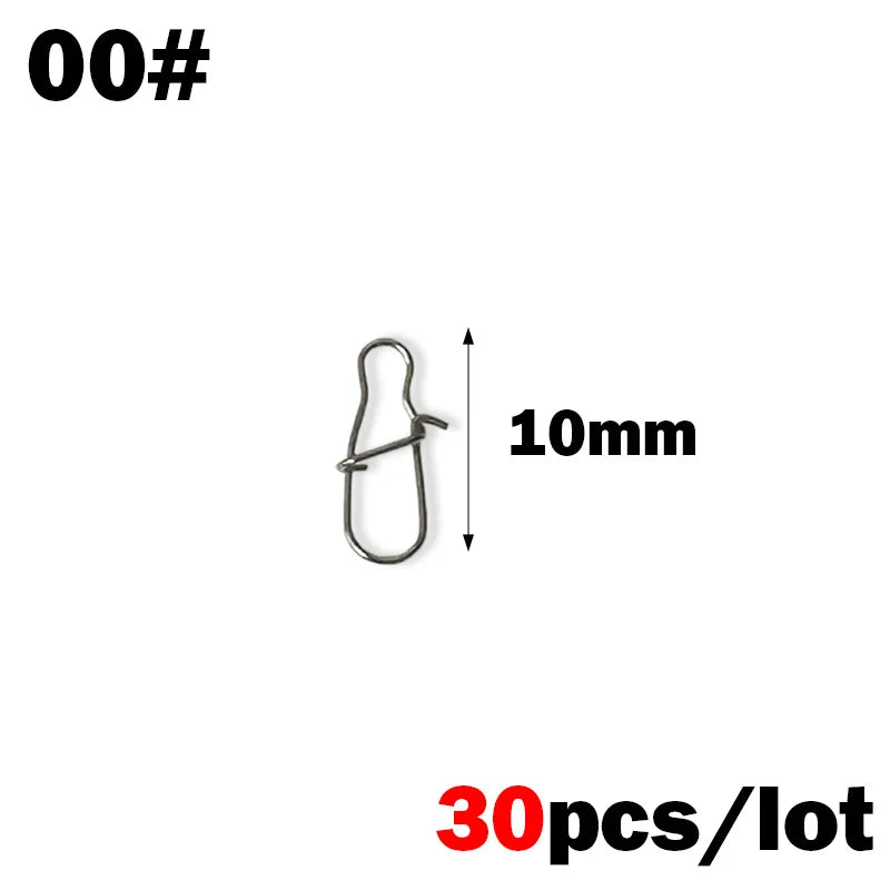 30-Pack Stainless Steel Fishing Snap Swivels — Lock Clips