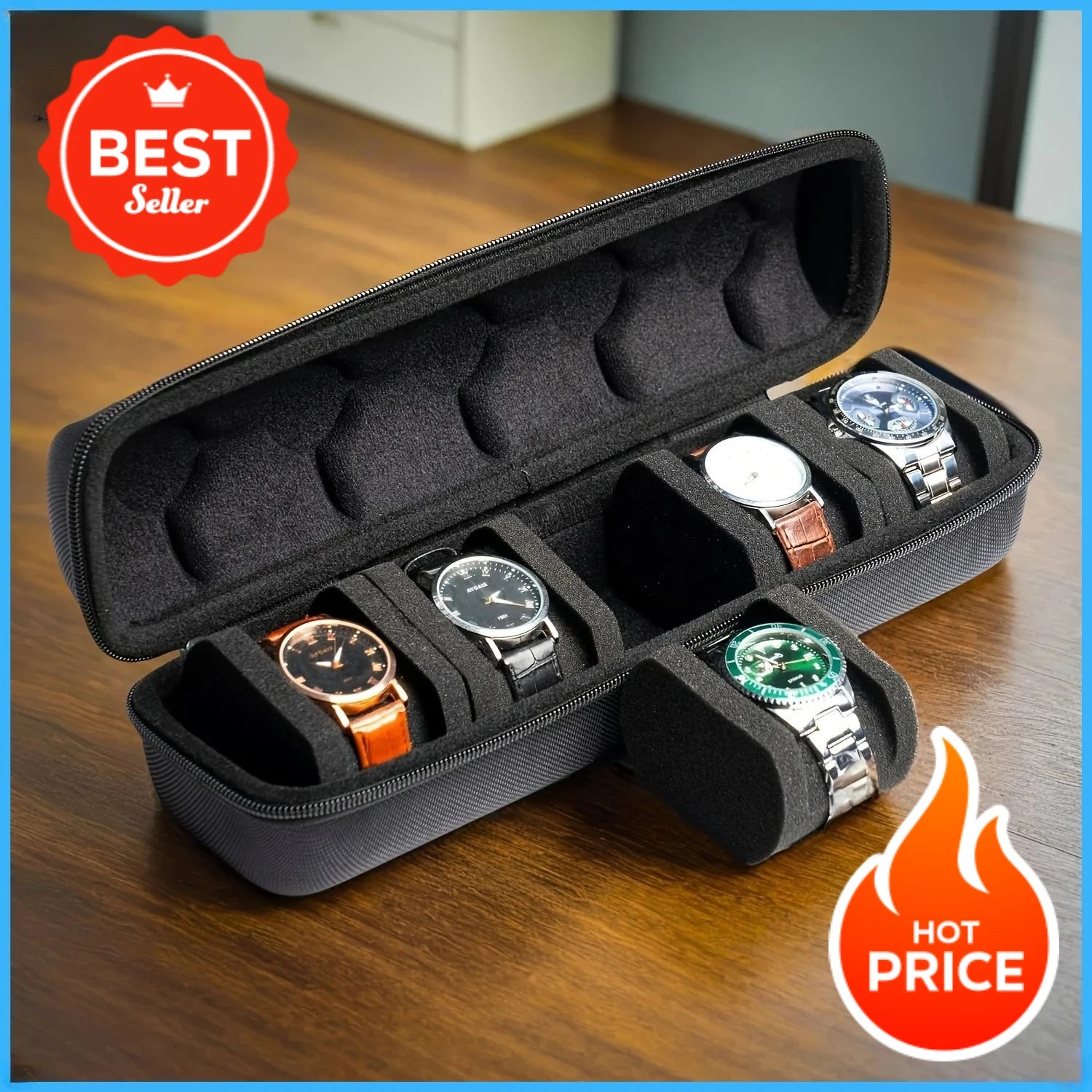 WatchVault 5-Slot Hard Shell Travel Watch Case
