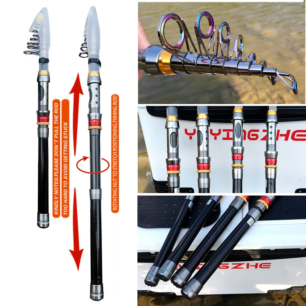 CastPro Telescopic Carbon Fiber Fishing Rod & Reel Combo