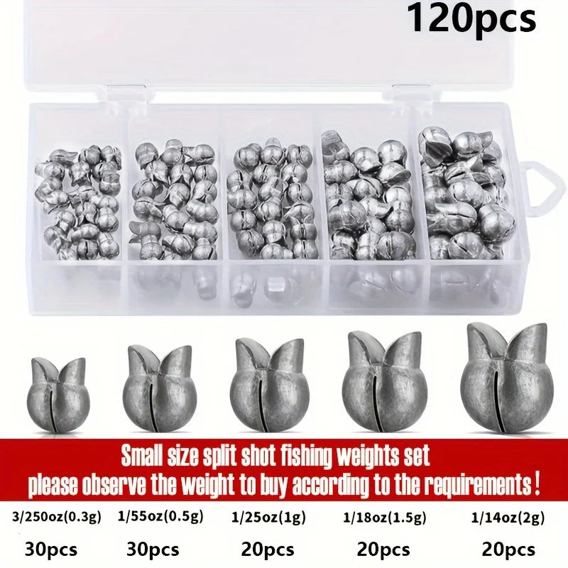 60-Piece Fishing Split Shot Sinker Weight Kit