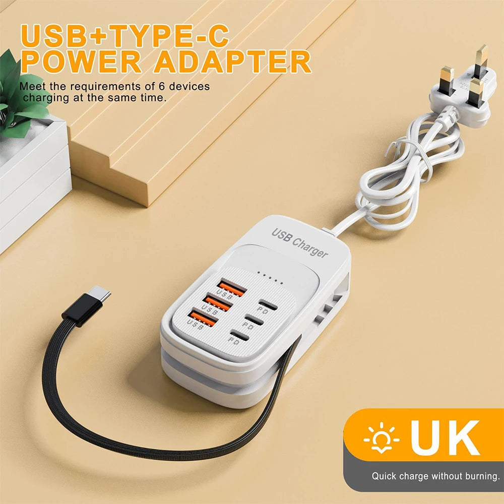 ChargeHub 6-in-1 USB Power Strip — 3PD Fast Charge
