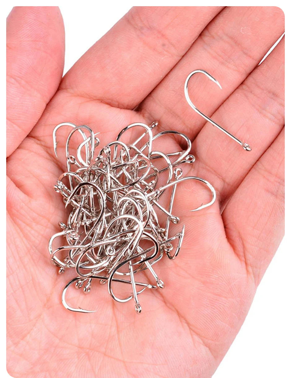 PrecisionHook 100-Pack Carbon Steel Fishing Hook Set