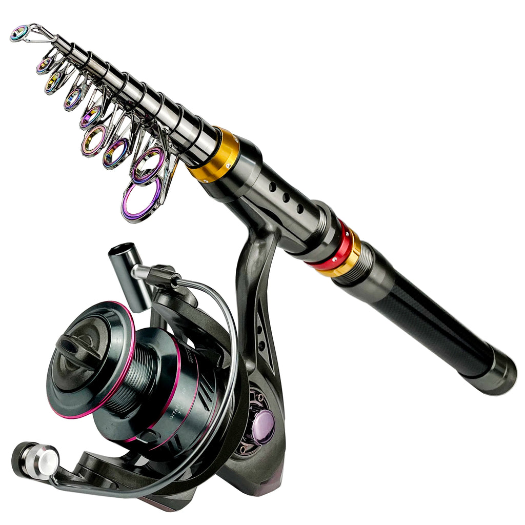 CastPro Telescopic Carbon Fiber Fishing Rod & Reel Combo