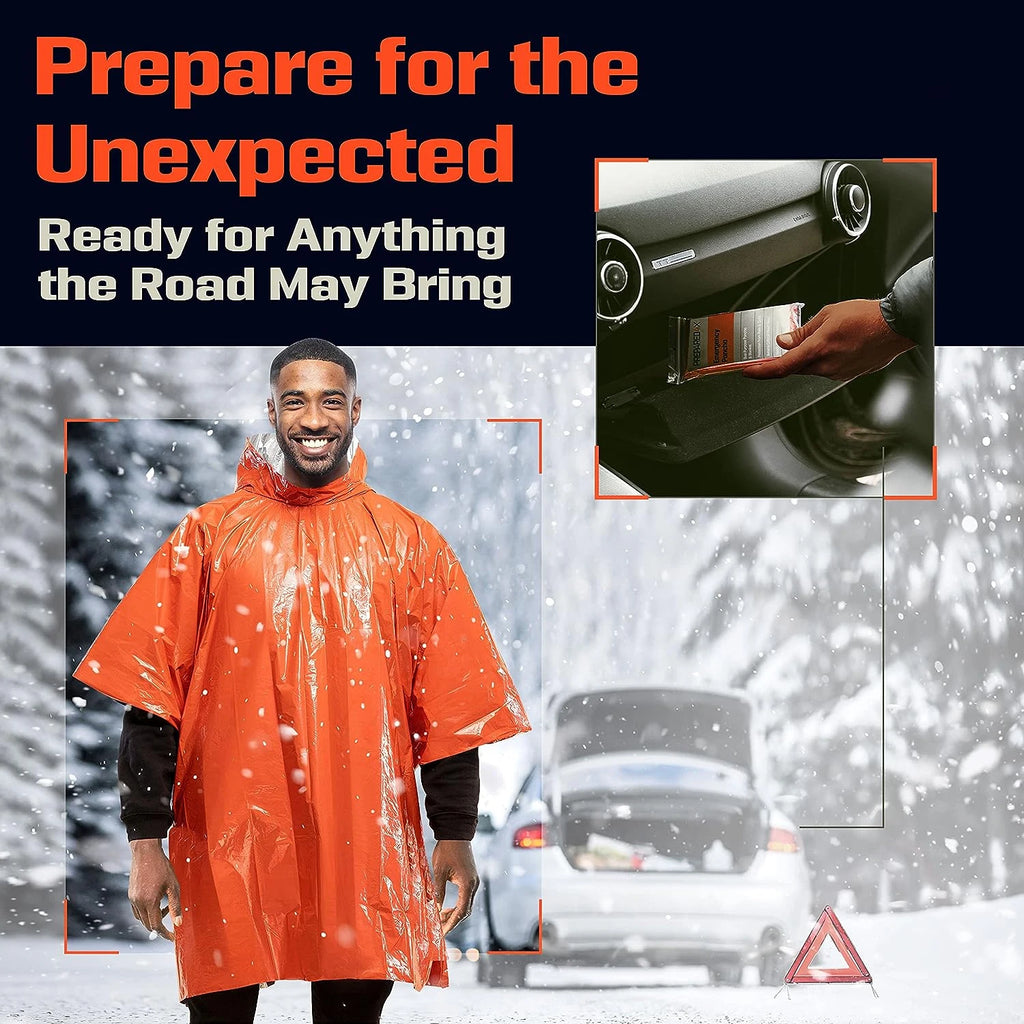 SurvivalPoncho Disposable Emergency Waterproof Rain Poncho