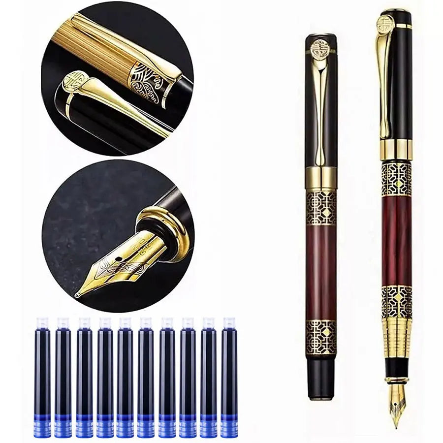 InkVault Retro Metal Fountain Pen & Ink Set