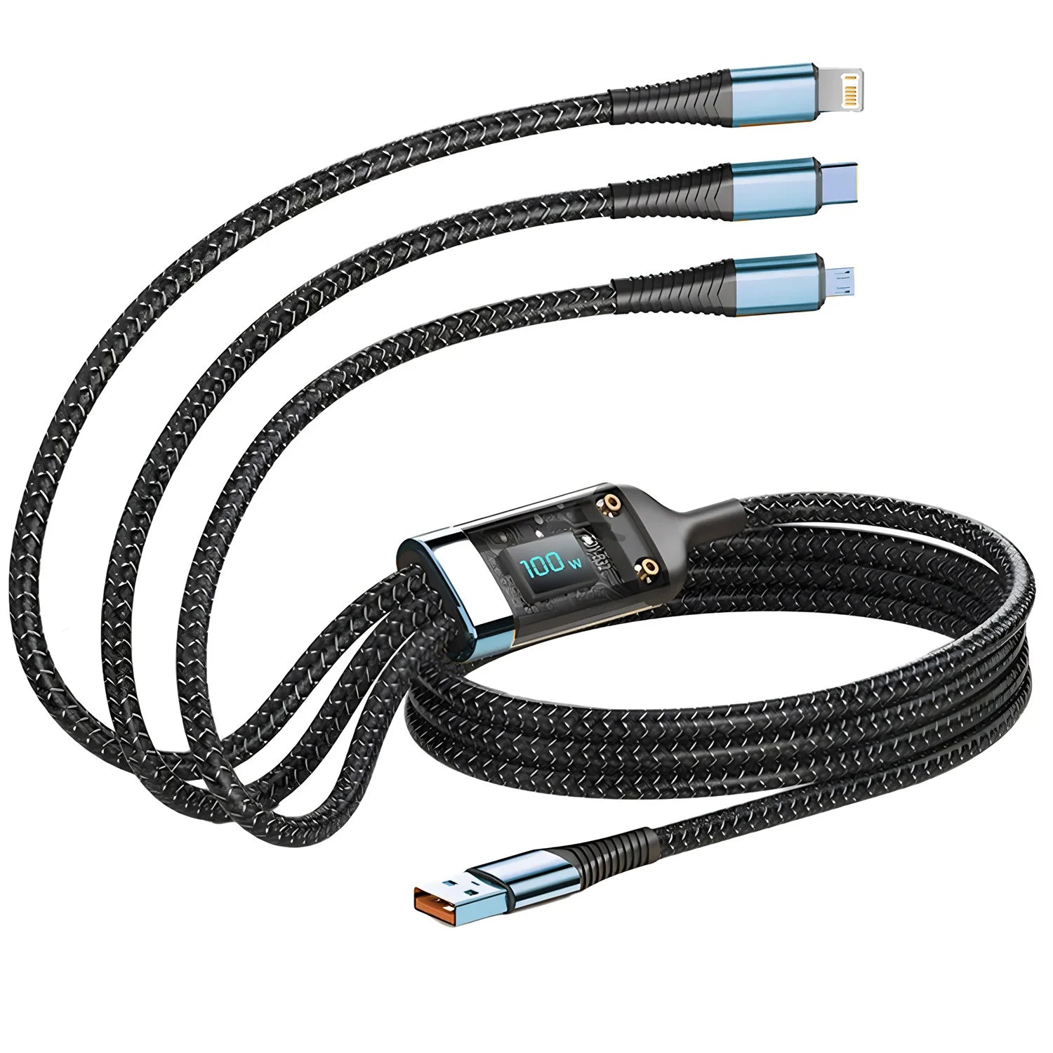 PowerLink 100W Multi-Tip Fast Charging Cable — 3-in-1