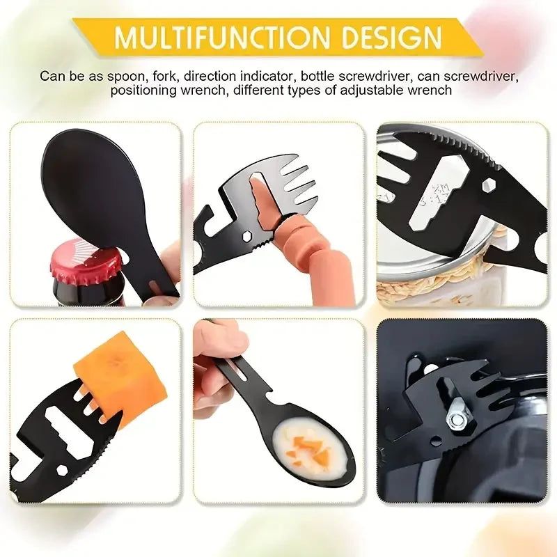 CampSet Stainless Steel Fork Spoon Bottle Opener Tool