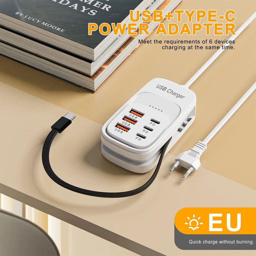 ChargeHub 6-in-1 USB Power Strip — 3PD Fast Charge