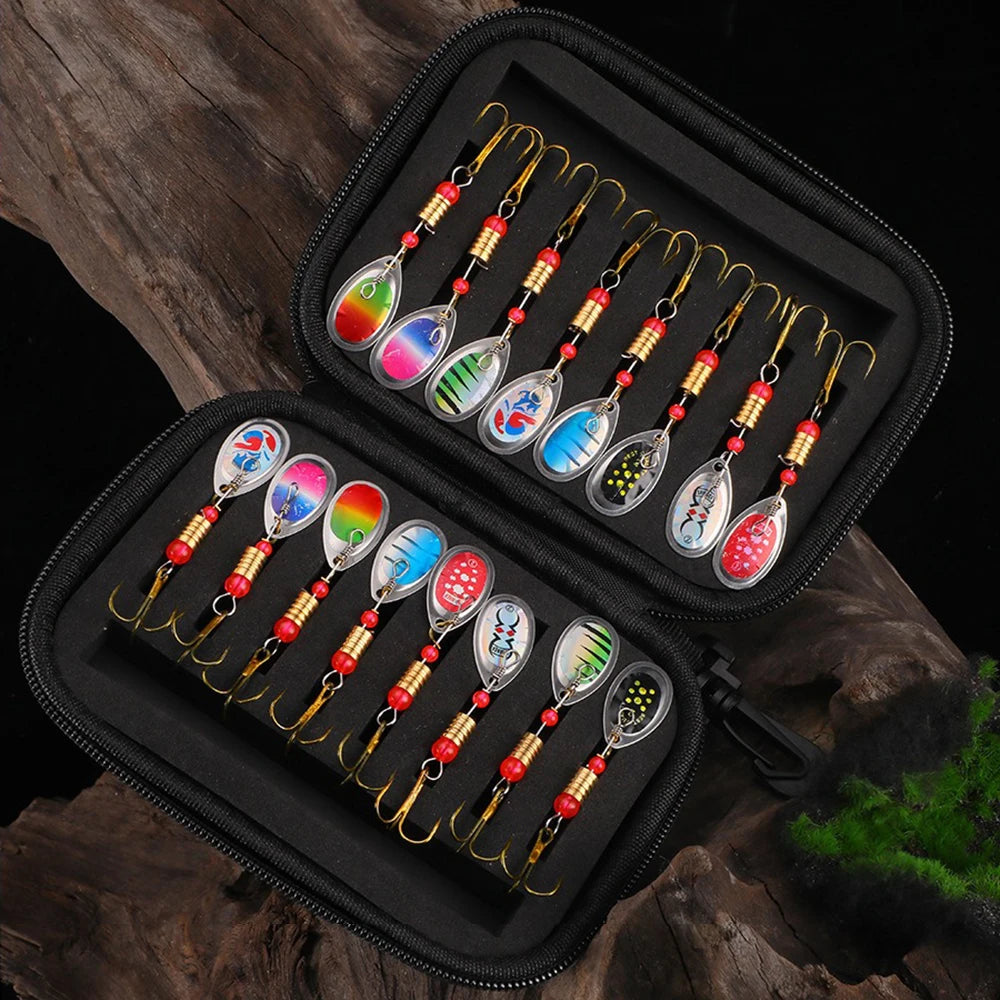 SpinFlash 16-Pack Metal Spinner Bait Lure Set — Pike/Bass
