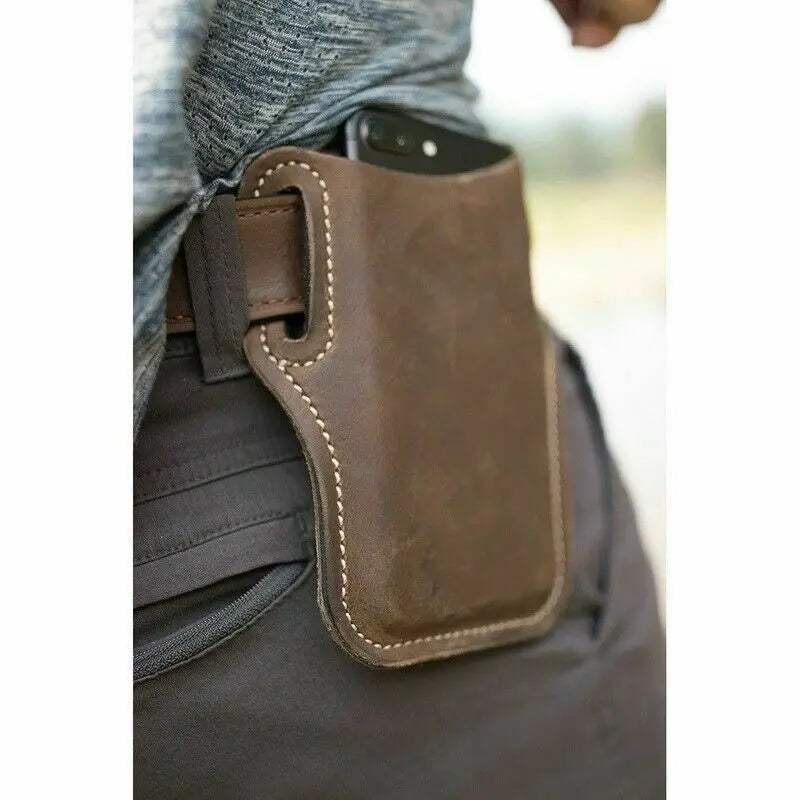 HipVault Leather Cell Phone Belt Holster & Waist Pouch