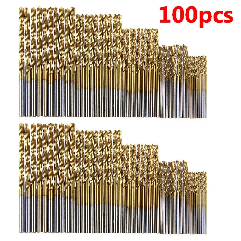100-Piece Titanium Coated HSS Drill Bit Set